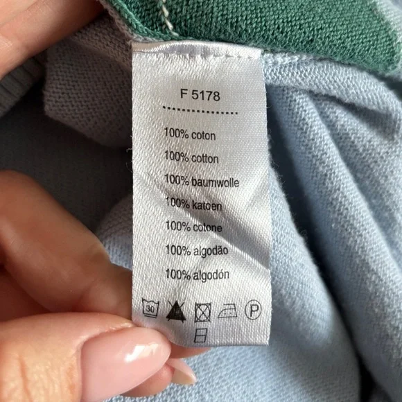 Lacoste Argyle Sweater in Light Blue and Green - Picture 9 of 10